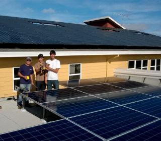 Solar panel installation team