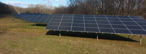 Solar array in a field