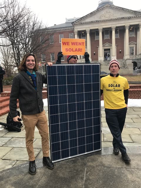 Former solar co-op participants joined the rally to support clean energy in Maryland
