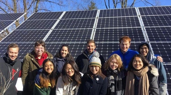 Students from University of Pennsylvania with a solar array